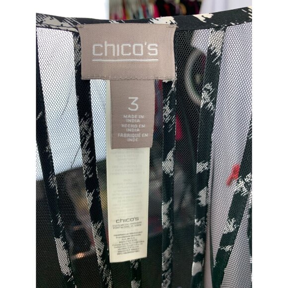 Chicos Sheer Black & White Striped Open Cardigan Jacket Size 3 - Picture 5 of 6